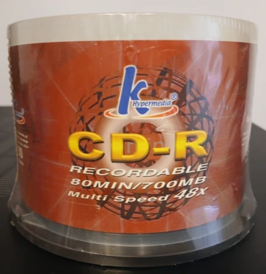 K Hyermedia  50-Pack Blank CD-R  48X / 700 MB / 80 Min  New Factory Sealed - Image 1 of 4