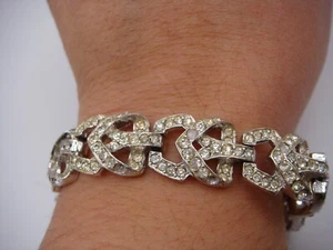 VINTAGE SIGNIERTES LEDO ART DECO STRASS ARMBAND RHODINIERT NACHLASS - Bild 1 von 9