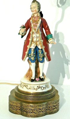 Vintage German Table Lamp Figural Porcelain Dresden - Image 1 of 4