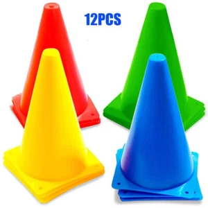 12X Sports Marker Plastic Cones Agility Football Pitch Training Fitness Exercise - Picture 1 of 10