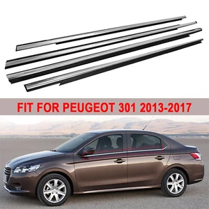 4PCS Chrome Window Weatherstrip Trim Belt Seal Strip For Peugeot 301 2013-2017 - Picture 1 of 5