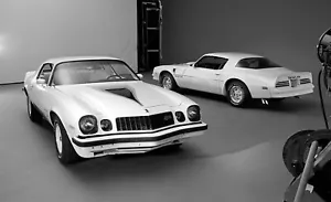 1977 Pontiac Firebird Trans Am and 1977 Chevrolet Camaro - POSTER 24 X 36 INCH - Picture 1 of 2