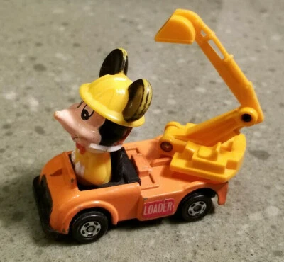 WALT DISNEY DIE CAST MICKEY MOUSE TOMY PD-10 LOADER CAR TRUCK Digger Scoop Toy - Image 1 of 4