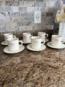 Pfaltzgraff Trousseau 6 Sets of Cups and Saucers Retired - Picture 1 of 4