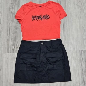 Shein Juvenil Niñas Talla Grande Rojo y Negro 2 Piezas Conjunto Falda Top Corta - Imagen 1 de 10
