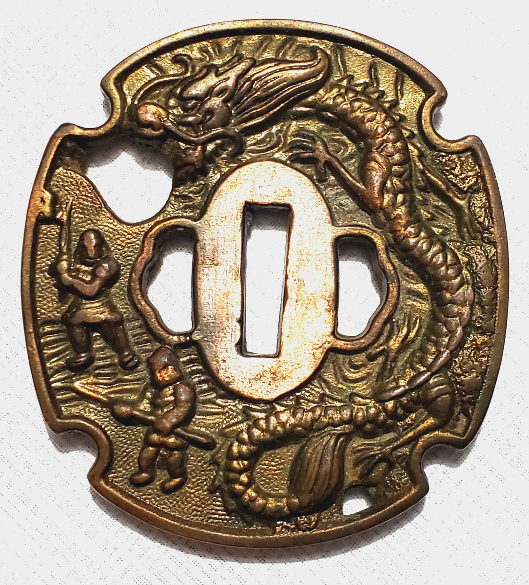 黄铜古董日本刀镡| eBay