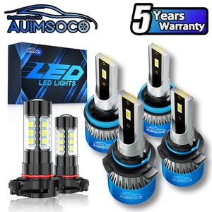 For GMC Sierra 2500 HD 2007-2020 6x 6000K LED Headlight Fog Light Bulb Kit White - Foto 1 di 18