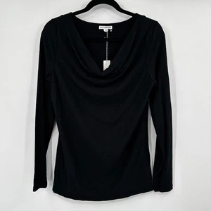 Neu mit Etikett Standard James Perse schwarz Wasserfallausschnitt Langarm Top Shirt Größe 3 Large - Bild 1 von 10