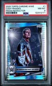 2025 Topps Chrome WWE 1 The American Nightmare Cody Rhodes Prism Refractor PSA 8 - Bild 1 von 2