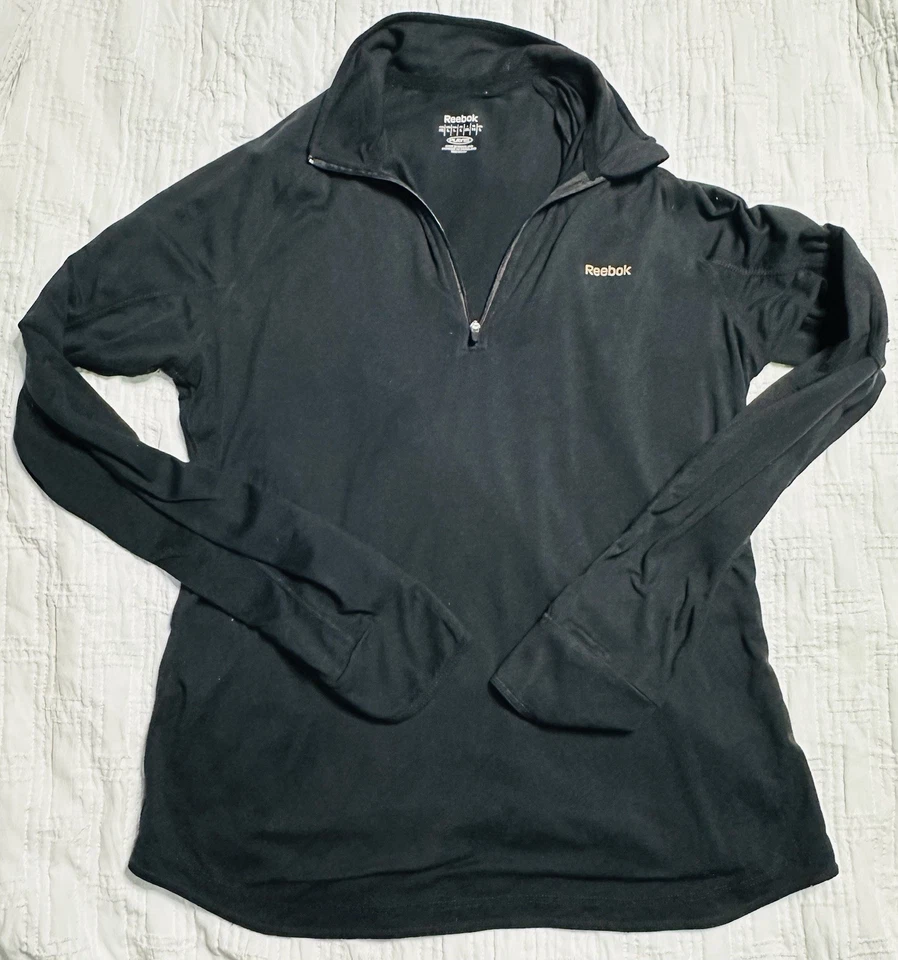 Женский пуловер Reebok четверть квадратного ярда на молнии с длинным рукавом размер США большой - Изображение 1 из 2