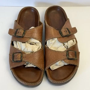 Mephisto Sz 46 Leather Sandals Cork Footbed Made in France 2 Strap US 12 - Picture 1 of 5
