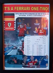 Sebastian Vettel 2019 F1 Singapore Grand Prix winner - Ferrari - framed print - Picture 1 of 2