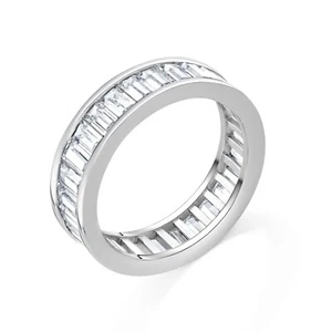 Baguette Cut Crystal Zircon 925 Sterling Silver Ring Wedding Band Jewellery Gift - Picture 1 of 5