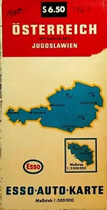 Esso Gas Station Map Osterreich 1967 Austria Yugoslavia - Picture 1 of 1