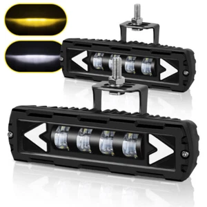 Barra de luces LED de trabajo 2X 6 pulgadas conducción niebla blanca amarilla DRL Pod todoterreno SUV UTV ATV - Imagen 1 de 11