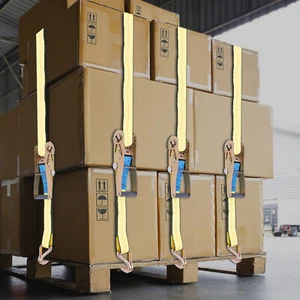 Paquete de 4 correas de amarre doble J de alta resistencia correas de gancho de trinquete 2495 kg/5500 libras - Imagen 1 de 12