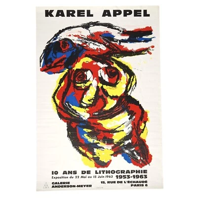 KAREL APPEL 1963 Galerie Anderson-Meyer POSTER LITOGRÁFICO VINTAGE Beaudet Paris - Imagem 1 de 4