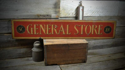 General Store - 5 & 10 Cent Wood Sign - Rustic Hand Made Vintage Wooden Sign - Image 1 of 2