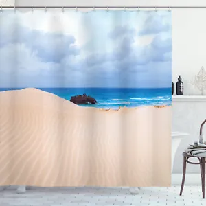 Beach Shower Curtain Wreck Boat on the Coast Print for Bathroom - Picture 1 of 6
