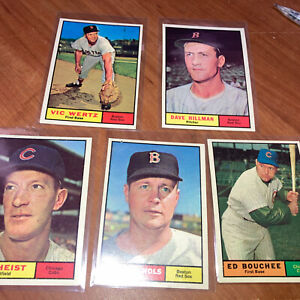 5-1961 Topps Baseball Cards Al Heist Bouchee Nichols Hillman Wertz 196 301-2 326