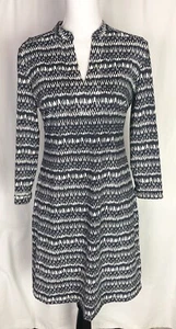 Vestido para mujer Ellie Kai manga larga dividido cuello en V geométrico elástico talla 4 - Imagen 1 de 6