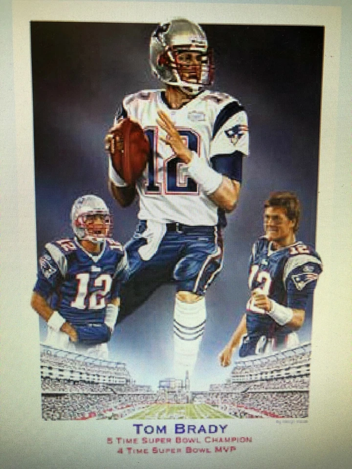 TOM BRADY 24X36 POSTER FOOTBALL NFL SUPERBOWL SPORTS LEGEND NEW ENGLAND PATRIOTS