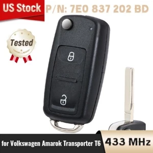 7E0 837 202 BD Flip Remote Key FOB 433Mhz MQB48 For VW Amarok Transporter T6 - Picture 1 of 6