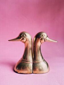Vintage Brass MCM Duck Book Ends, Made in Korea