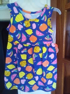 Infant Girls Dress. Size 12 Months - Blue with Fruit - Berries. Watermelon, New - Bild 1 von 4