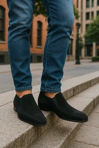 Prada 2P102611 Oxfords Black Suede Mens Slip on Shoe Size US 11M New - Picture 1 of 13