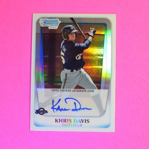 2011 Bowman Chrome REFRACTOR /500 Khris Davis 1st Prospect Autograph Auto BCP163