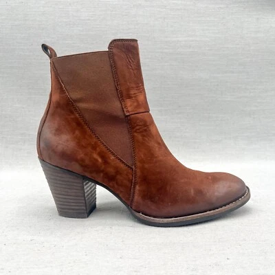 Paul Green Botas Mujer 5 7.5 Jules Chelsea Botín Zapatos Marrón Nubuck Tacón Cómodo Foto 1 de 4