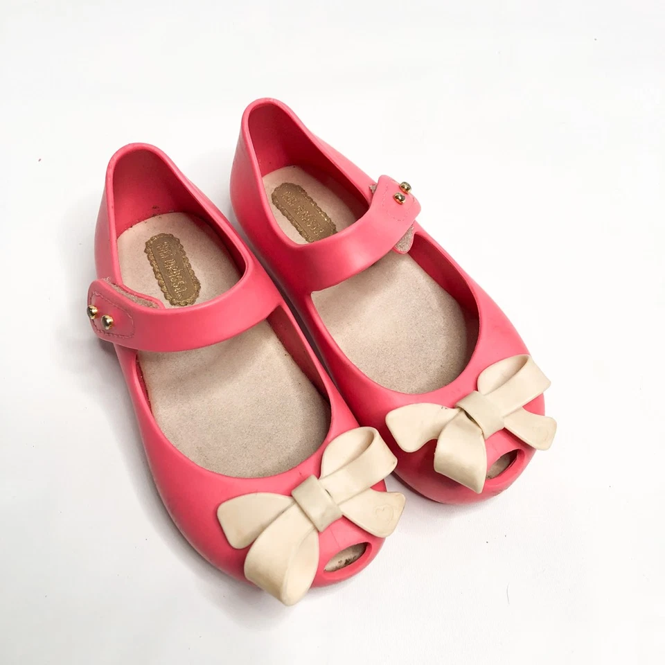 Мини Melissa девочек Мэри Джейн туфли розовый белый бант ultragirl заглянуть носок бант 8 - Изображение 1 из 4