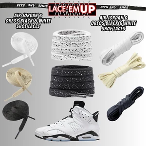 PREMIUM SHOE LACES TO MATCH AIR JORDAN 6 OREOS BLACK & WHITE,AJ CONVERSE - Picture 1 of 11