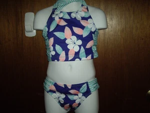 NWT Girls Size 5-6 Gymboree 2pc Bikini Swimsuit Hawaiin Flowers 50+ UPF - Picture 1 of 2