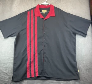 Cabana Bowling Shirt - Mens 4XL - Black w Red Stripes - Button Down (655) - Picture 1 of 9