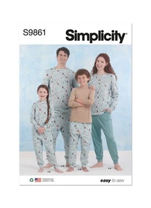 SIMPLICITY 9861 CHILD'S TEENS ADULTS LOUNGEWEAR Sewing Pattern Size XS-L XS-XL - Picture 1 of 6