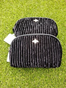 New Look Black Velvet Bee Embellished Make up / Cosmetic Bag x 2 Size 22cm x16cm - Picture 1 of 4