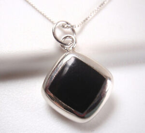 Reversible Simulated Black Onyx and Mother of Pearl 925 Sterling Silver Necklace