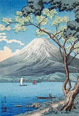 Japanese Wall Art Print, Mount Fuji from Lake Yama by Takahashi Poster A3 A4 A5