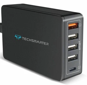 Techsmarter 5-Port Multi USB-C PD Desktop Charger Station for iPhone Samsung LG - Picture 1 of 7