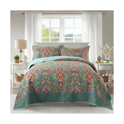 NEWLAKE Cotton Bedspread Quilt Sets-Reversible Patchwork Coverlet Set, Europe... - Image 1 of 4
