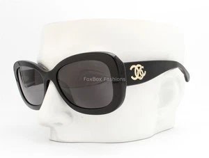 Chanel ch5468BA 622/T8 Sunglasses Black Gold CC Logo Polarized Leather Case NWT - Imagen 1 de 9