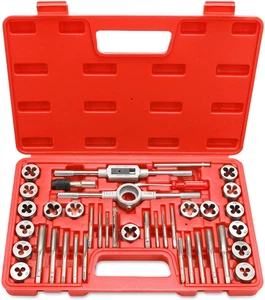 Set 40 Piezas Machuelos Terrajas Métrico M3-M12 Roscar Riparazione Roscas Estuche - Foto 1 di 8