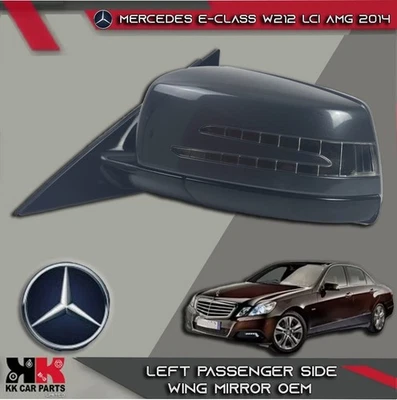 MERCEDES E-CLASS W212 LCI AMG 2014 LEFT PASSENGER SIDE WING MIRROR GREY OEM - Image 1 of 4