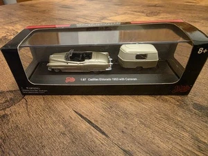 Malibu International CADILLAC ELDORADO 1953 with CARAVAN Die-Cast 1:87 Scale NEW - Picture 1 of 6