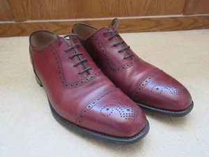 Scarpe eleganti Oxford Brogues Loake 1880 Inghilterra rosso-marrone, lacci chiusi taglia 8,5 - Foto 1 di 17