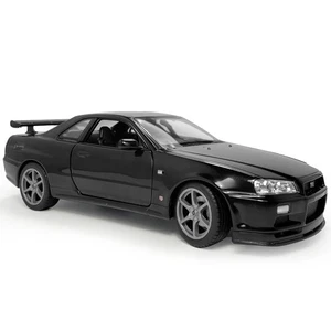 1:24 Nissan Skyline GT-R (R34) Model Car Metal Diecast Toy Cars Collection Black - Picture 1 of 12