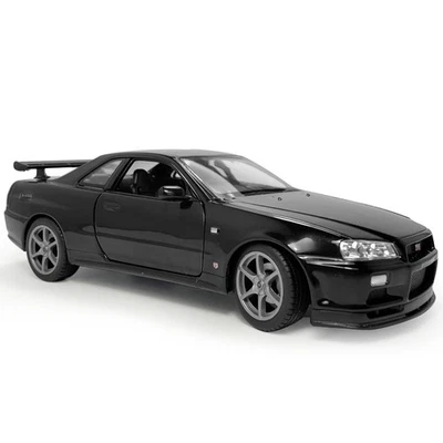 1:24 Nissan Skyline GT-R (R34) Model Car Metal Diecast Toy Cars Collection Black - Image 1 of 4