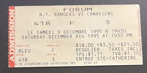 1995-96 NEW YORK RANGERS MONTREAL CANADIENS 12/9/95 TICKET STUB - Picture 1 of 2